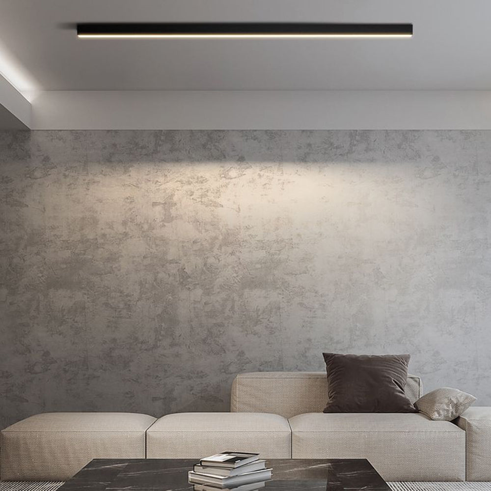 Linearo: Moderna lampada a soffitto LED – Lampada in metallo lineare nera per soggiorno e camera da letto