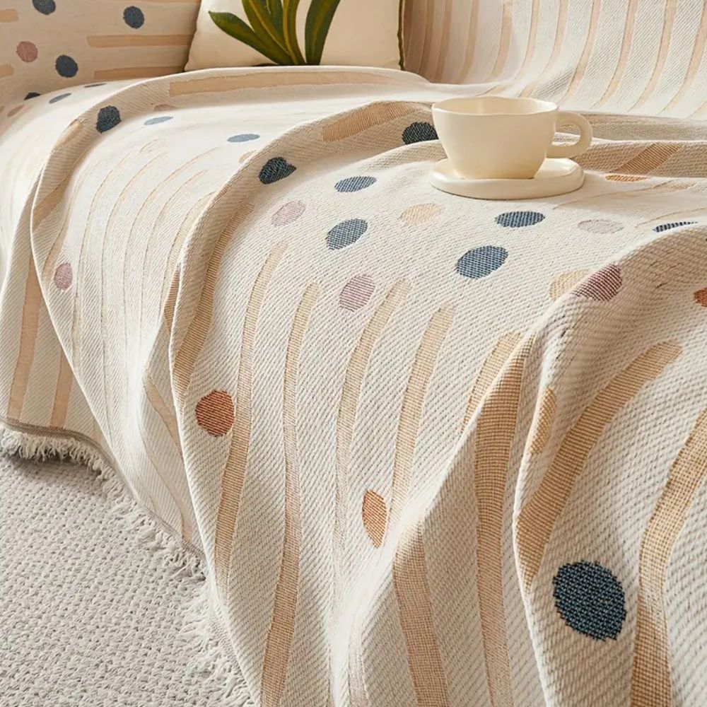 LuftBlüte: Copridivano in design Chenille-Boho con struttura decorativa e comfort accogliente – per divano e soggiorno