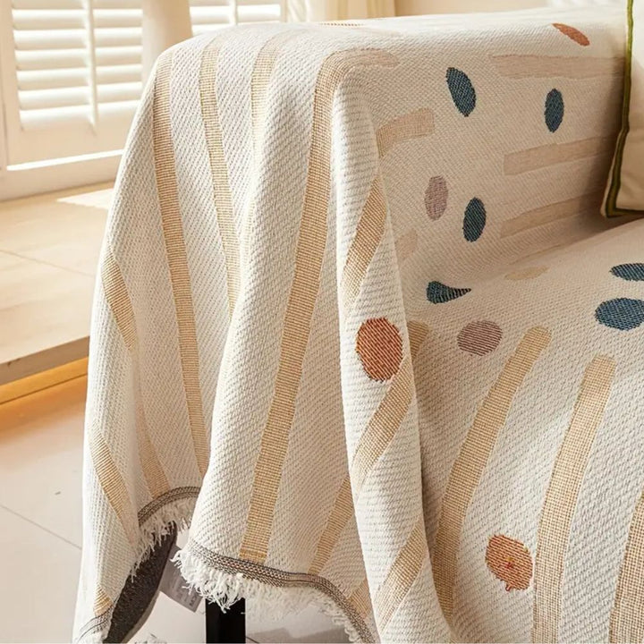 LuftBlüte: Copridivano in design Chenille-Boho con struttura decorativa e comfort accogliente – per divano e soggiorno