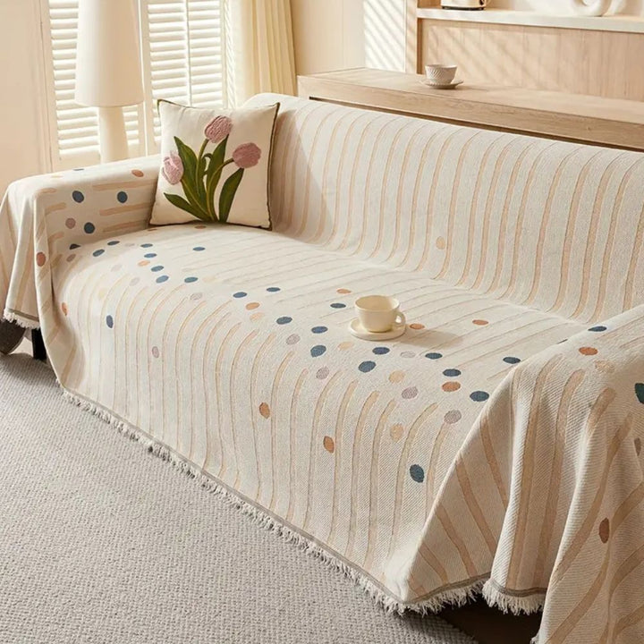 LuftBlüte: Copridivano in design Chenille-Boho con struttura decorativa e comfort accogliente – per divano e soggiorno