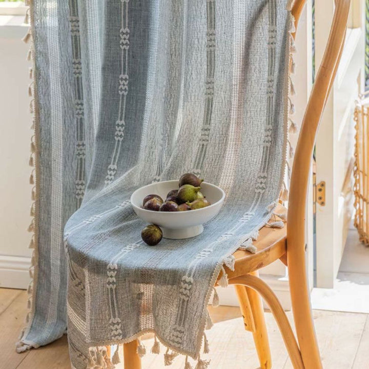 LuftigerCharme: tende semi-trasparenti in stile rigato con frange – decorative e facili da curare per gli ambienti abitativi