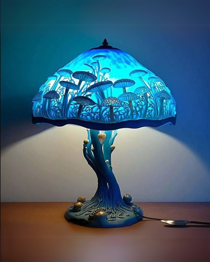 LumaPilz: Lampada da tavolo di design in resina con forma di fungo e illuminazione ambientale – per soggiorno e camera da letto