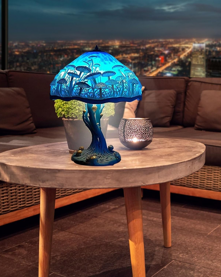 LumaPilz: Lampada da tavolo di design in resina con forma di fungo e illuminazione ambientale – per soggiorno e camera da letto