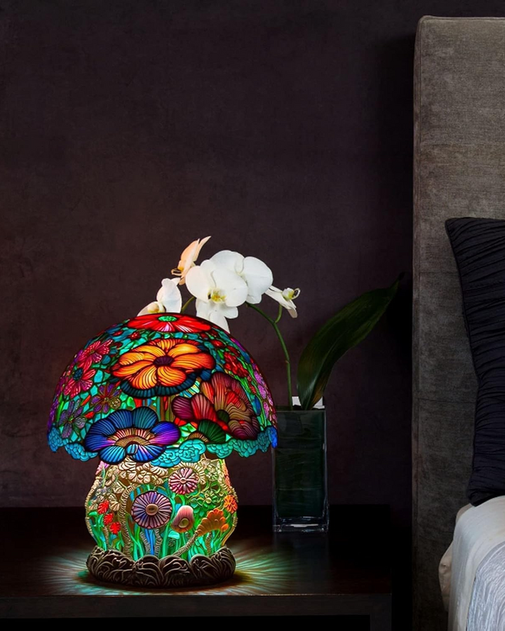 LumaPilz: Lampada da tavolo di design in resina con forma di fungo e illuminazione ambientale – per soggiorno e camera da letto