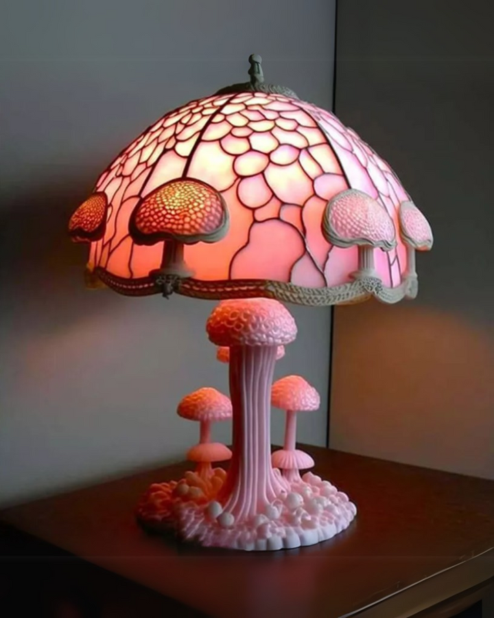 LumaPilz: Lampada da tavolo di design in resina con forma di fungo e illuminazione ambientale – per soggiorno e camera da letto
