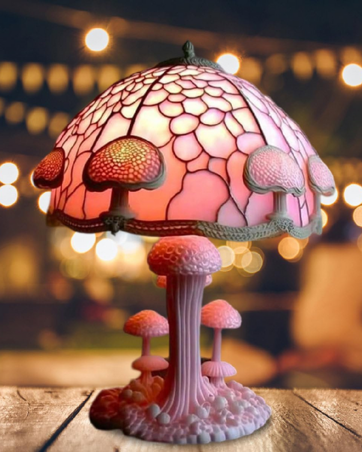 LumaPilz: Lampada da tavolo di design in resina con forma di fungo e illuminazione ambientale – per soggiorno e camera da letto