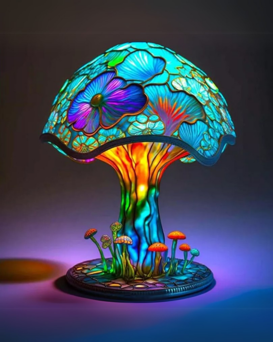 LumaPilz: Lampada da tavolo di design in resina con forma di fungo e illuminazione ambientale – per soggiorno e camera da letto