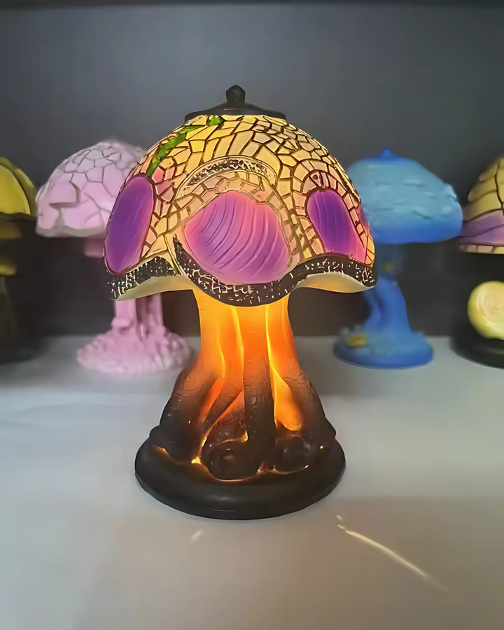 LumaPilz: Lampada da tavolo di design in resina con forma di fungo e illuminazione ambientale – per soggiorno e camera da letto