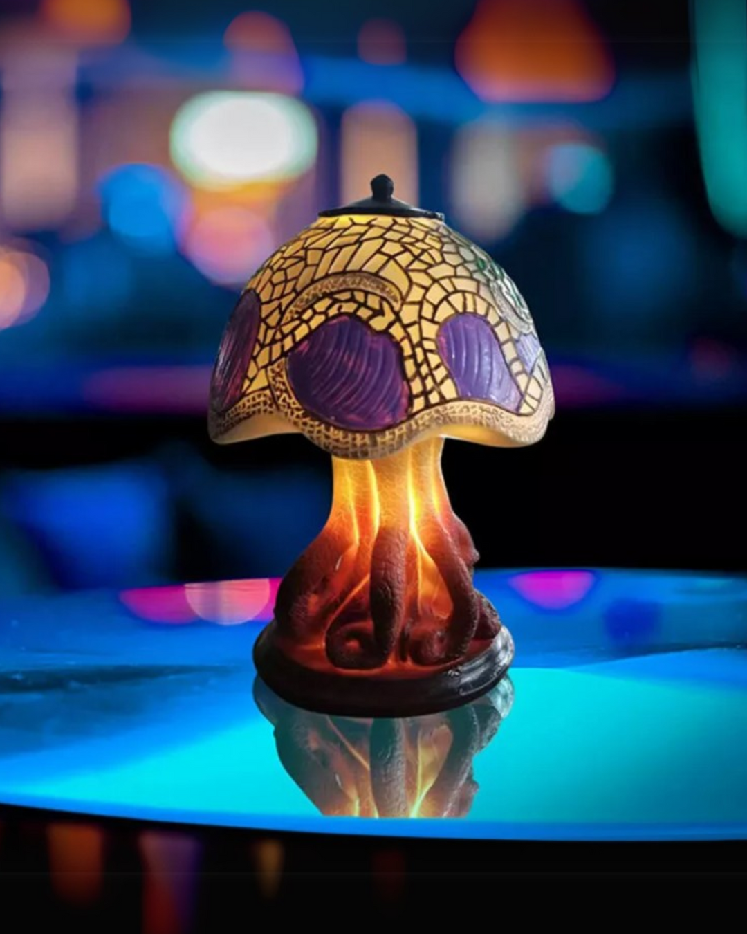 LumaPilz: Lampada da tavolo di design in resina con forma di fungo e illuminazione ambientale – per soggiorno e camera da letto