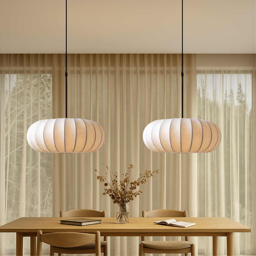 LumaSilk: Lampadario in Tessuto di Seta – Lampada LED Design per Soggiorno