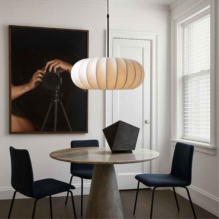 LumaSilk: Lampadario in Tessuto di Seta – Lampada LED Design per Soggiorno