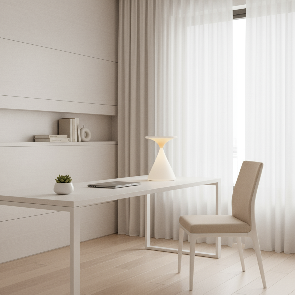 Lumevia: Lampada da Tavolo LED Senza Fili – Luce a Batteria Dimmerabile in Design a Clessidra