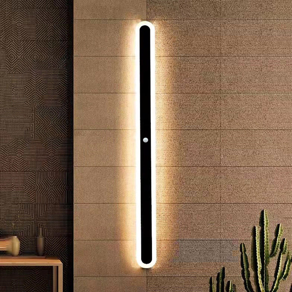 LumiAero: Applique LED da esterno Lineare Dimmerabile in Metallo Acrilico Nero – per illuminazione di terrazze e corridoi