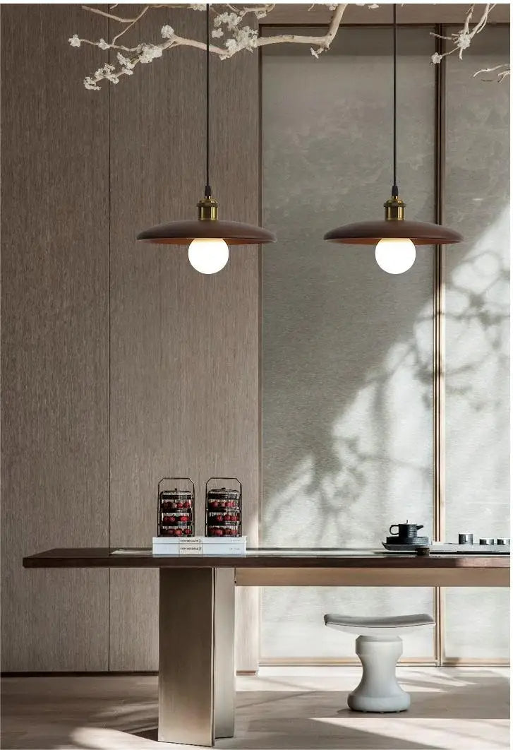 LumiArte: Lampada a sospensione in legno con vetrate – Luce LED moderna per sala da pranzo e soggiorno
