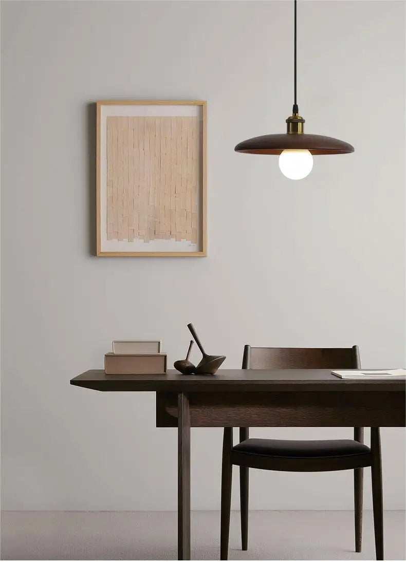 LumiArte: Lampada a sospensione in legno con vetrate – Luce LED moderna per sala da pranzo e soggiorno