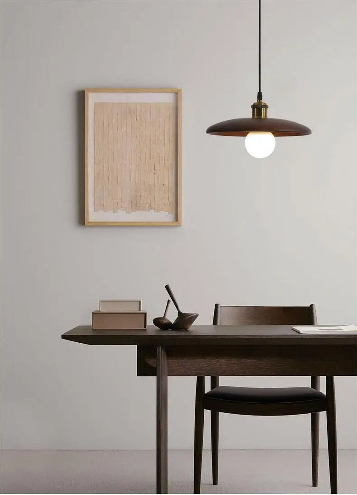 LumiArte: Lampada a sospensione in legno con vetrate – Luce LED moderna per sala da pranzo e soggiorno