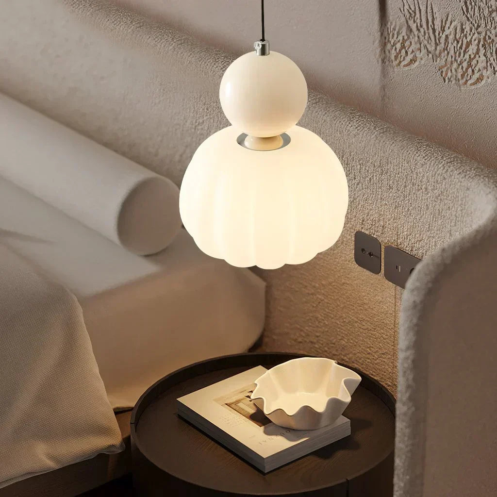 LumiDéco: Lampada a sospensione Art Déco con paralume color crema – elegante lampada a sospensione