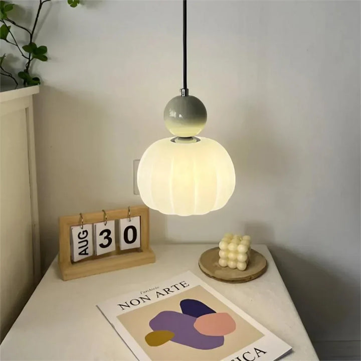 LumiDéco: Lampada a sospensione Art Déco con paralume color crema – elegante lampada a sospensione