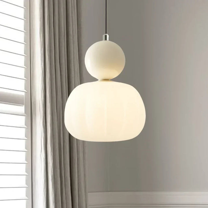 LumiDéco: Lampada a sospensione Art Déco con paralume color crema – elegante lampada a sospensione