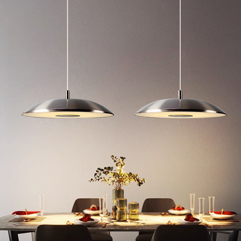 LumiFerra: Moderna lampada a sospensione LED in ferro-nickel – per soggiorno e sala da pranzo