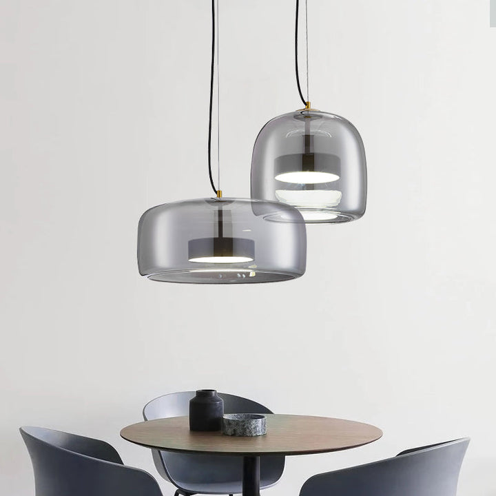 LumiGlas: Elegante lampada a sospensione in vetro – Luce stilosa per soggiorno e sala da pranzo