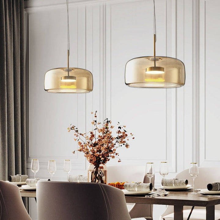 LumiGlas: Elegante lampada a sospensione in vetro – Luce stilosa per soggiorno e sala da pranzo