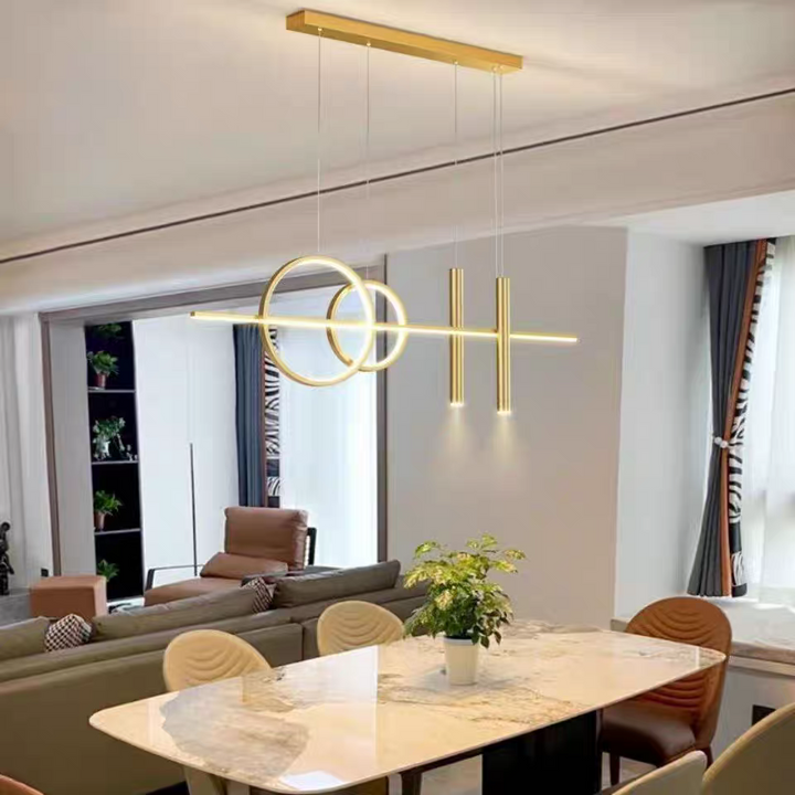 LumiRond: Lampada a sospensione LED con anelli – Lampada moderna per tavoli da pranzo in spazi eleganti