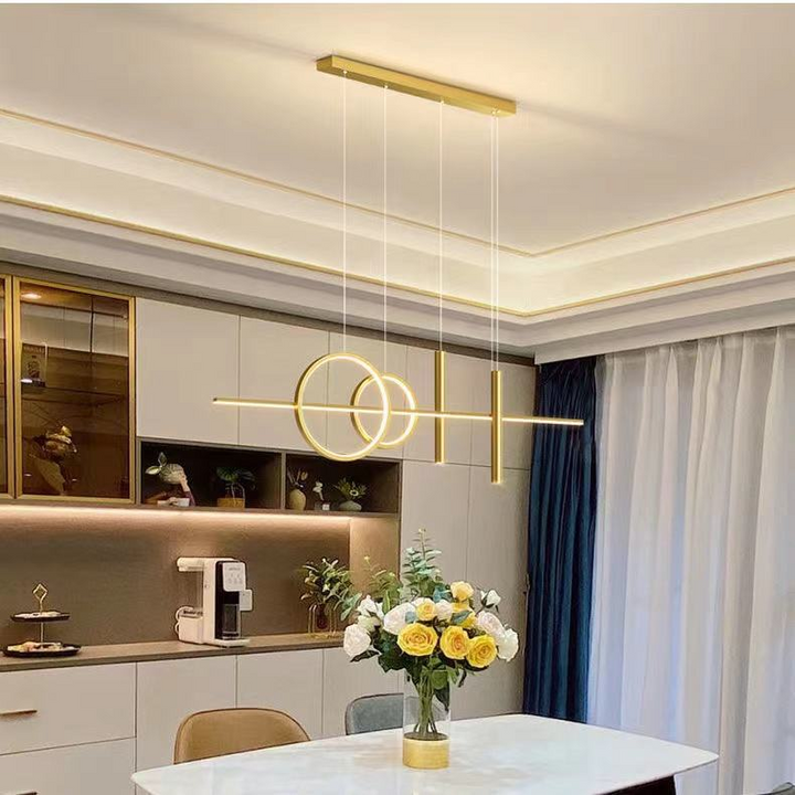LumiRond: Lampada a sospensione LED con anelli – Lampada moderna per tavoli da pranzo in spazi eleganti