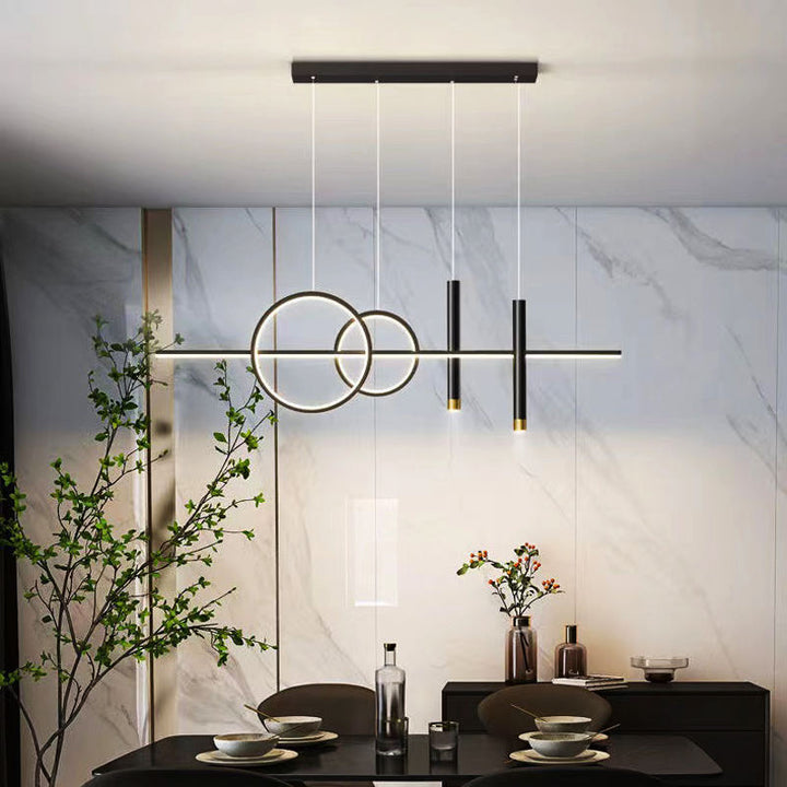 LumiRond: Lampada a sospensione LED con anelli – Lampada moderna per tavoli da pranzo in spazi eleganti
