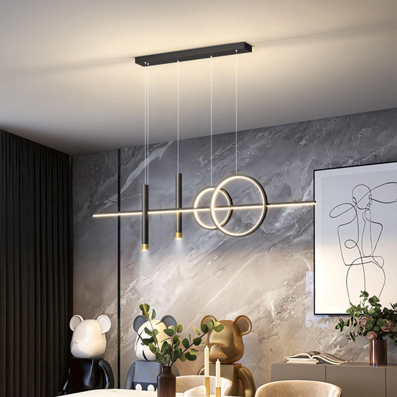 LumiRond: Lampada a sospensione LED con anelli – Lampada moderna per tavoli da pranzo in spazi eleganti