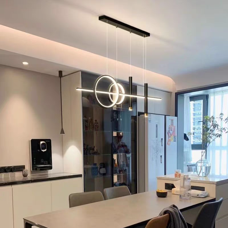 LumiRond: Lampada a sospensione LED con anelli – Lampada moderna per tavoli da pranzo in spazi eleganti