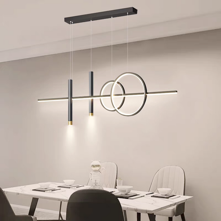 LumiRond: Lampada a sospensione LED con anelli – Lampada moderna per tavoli da pranzo in spazi eleganti