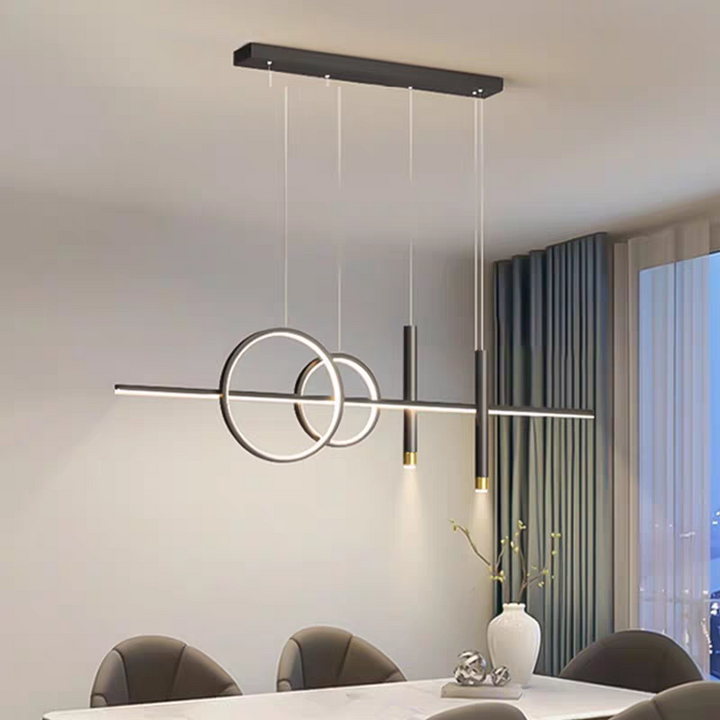 LumiRond: Lampada a sospensione LED con anelli – Lampada moderna per tavoli da pranzo in spazi eleganti