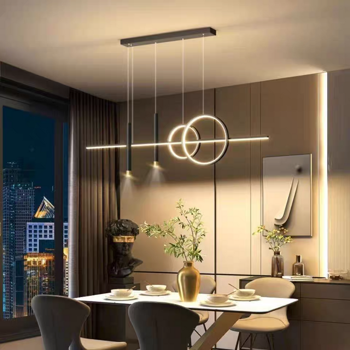 LumiRond: Lampada a sospensione LED con anelli – Lampada moderna per tavoli da pranzo in spazi eleganti