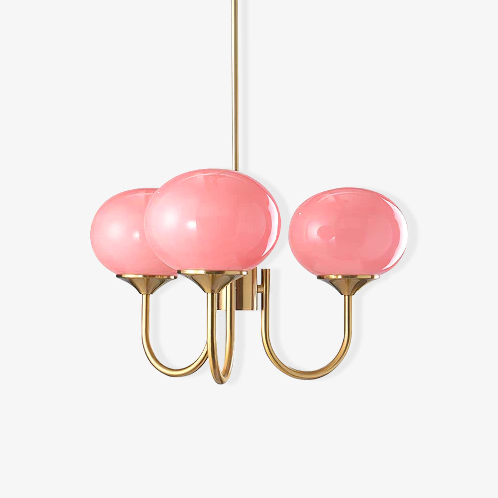 LumiRosé: Lampadario Designer con finitura dorata e paralumi in vetro