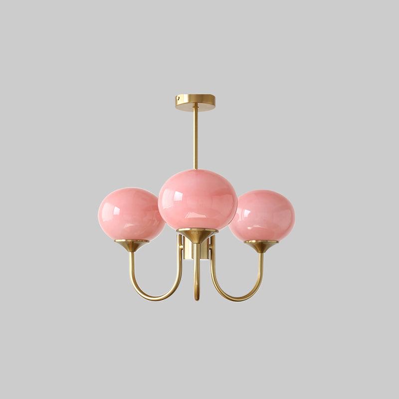 LumiRosé: Lampadario Designer con finitura dorata e paralumi in vetro