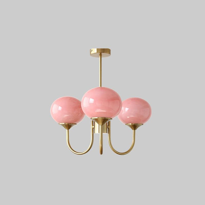 LumiRosé: Lampadario Designer con finitura dorata e paralumi in vetro
