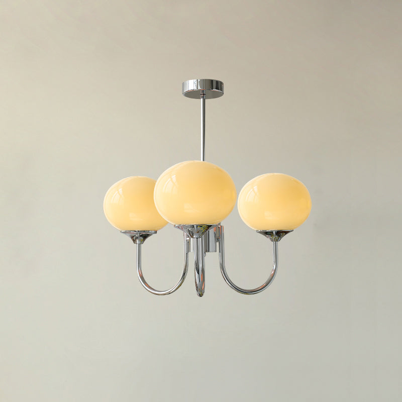 LumiRosé: Lampadario Designer con finitura dorata e paralumi in vetro
