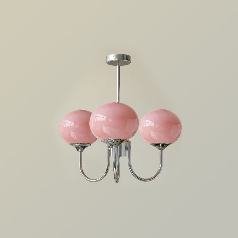 LumiRosé: Lampadario Designer con finitura dorata e paralumi in vetro