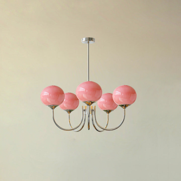 LumiRosé: Lampadario Designer con finitura dorata e paralumi in vetro