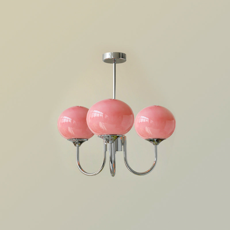 LumiRosé: Lampadario Designer con finitura dorata e paralumi in vetro