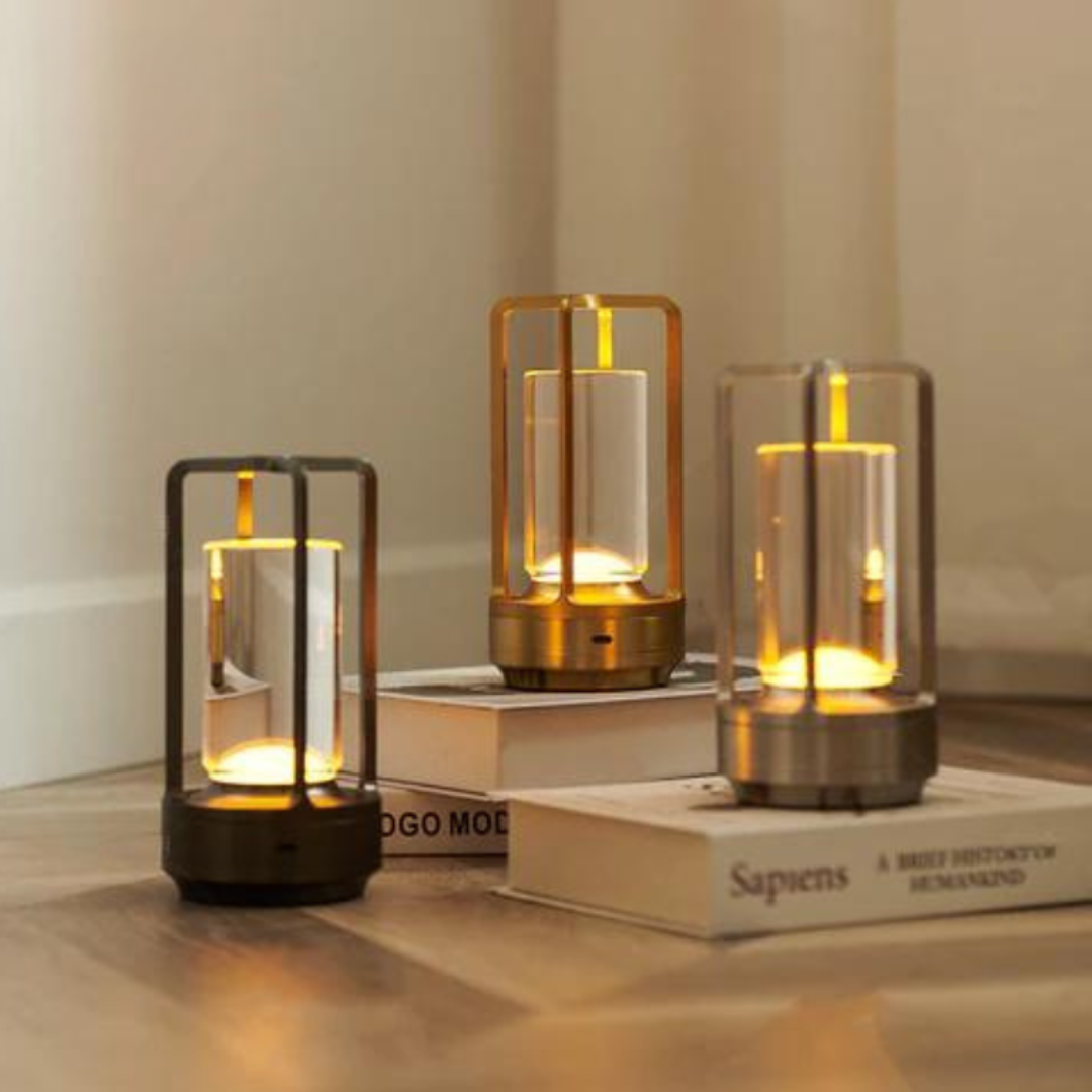 LumiSola: Lampada da tavolo LED senza fili con ricarica USB – dimmerabile e impermeabile per interni ed esterni