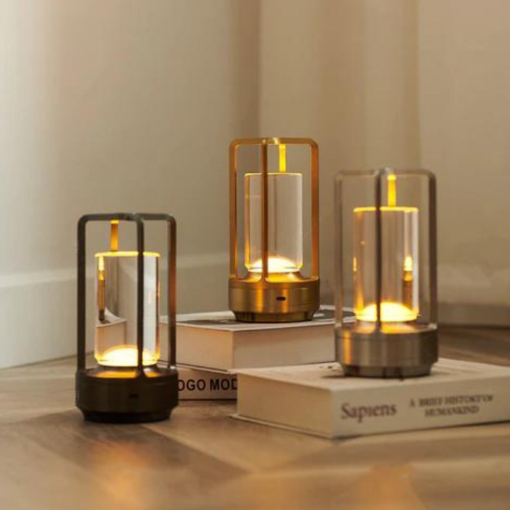 LumiSola: Lampada da tavolo LED senza fili con ricarica USB – dimmerabile e impermeabile per interni ed esterni