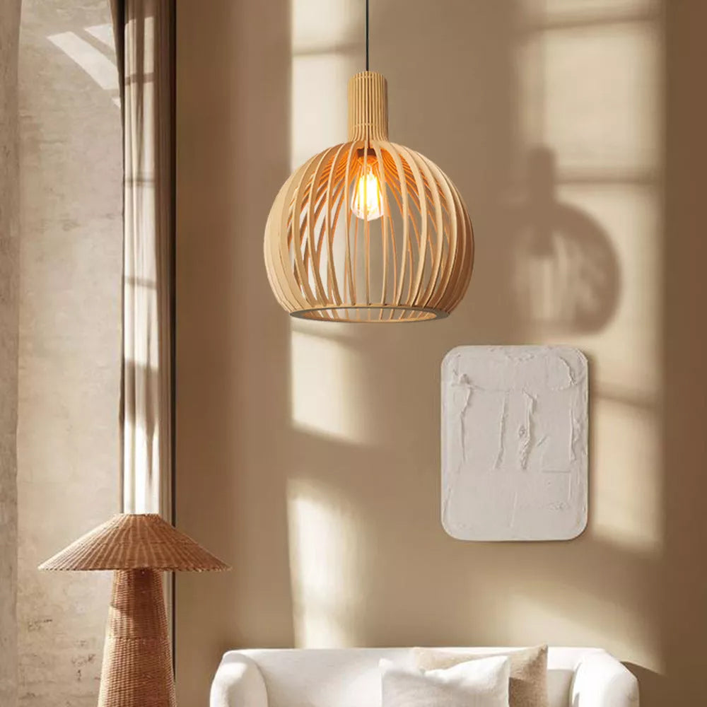 LumiVogel: Lampada a sospensione in legno a forma di uccello – Luce decorativa per soggiorno e sala da pranzo