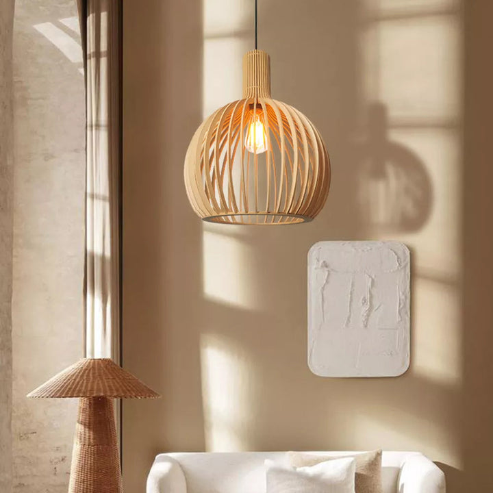 LumiVogel: Lampada a sospensione in legno a forma di uccello – Luce decorativa per soggiorno e sala da pranzo