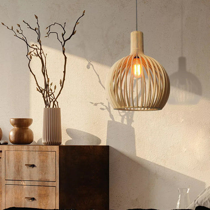 LumiVogel: Lampada a sospensione in legno a forma di uccello – Luce decorativa per soggiorno e sala da pranzo