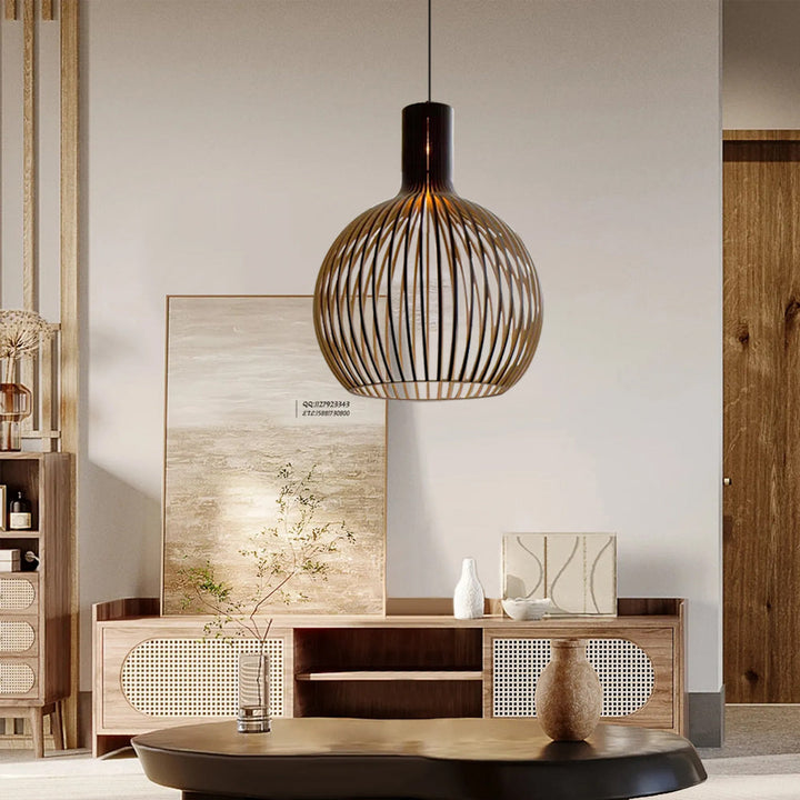 LumiVogel: Lampada a sospensione in legno a forma di uccello – Luce decorativa per soggiorno e sala da pranzo