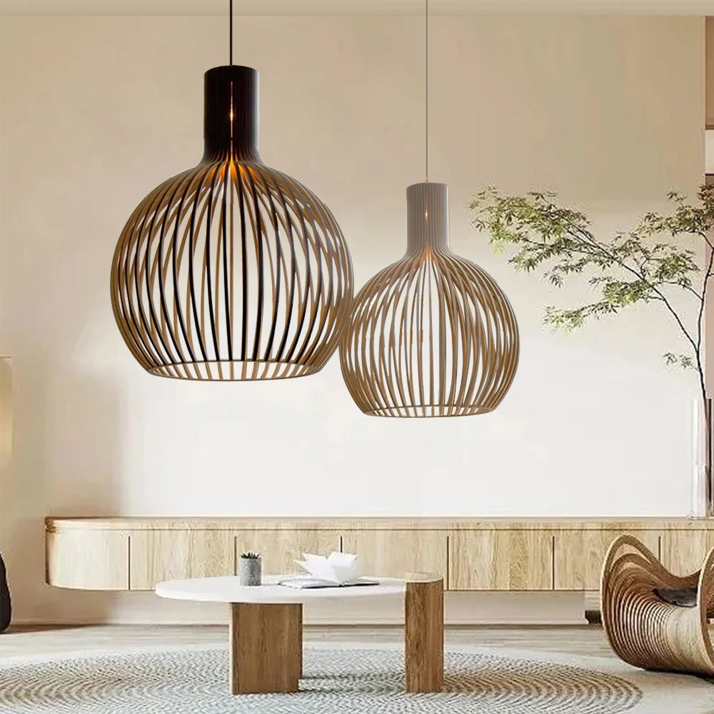 LumiVogel: Lampada a sospensione in legno a forma di uccello – Luce decorativa per soggiorno e sala da pranzo