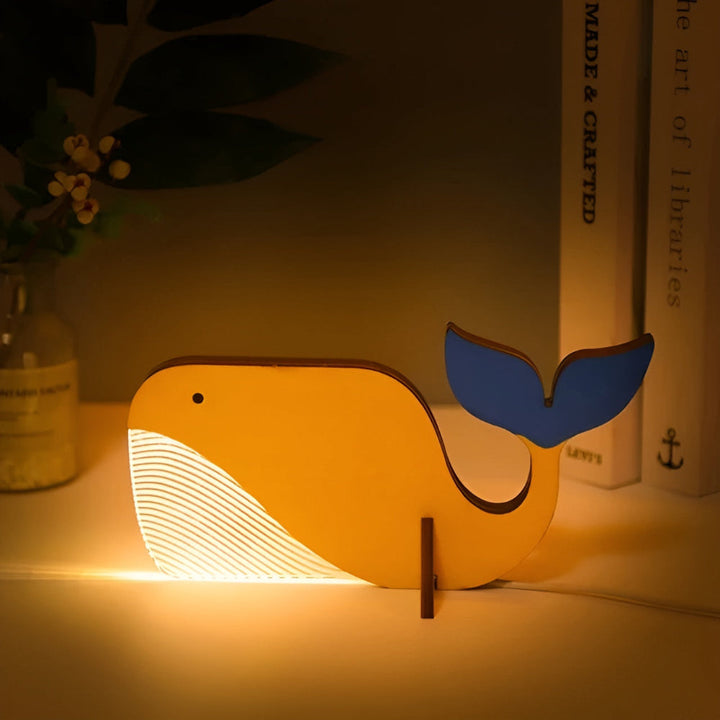 LumiZoo: Lampada da tavolo per bambini in legno con luce notturna LED e adorabili motivi animali – per camerette e stanze per neonati