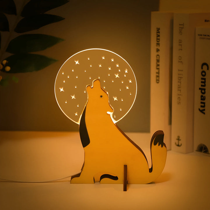 LumiZoo: Lampada da tavolo per bambini in legno con luce notturna LED e adorabili motivi animali – per camerette e stanze per neonati